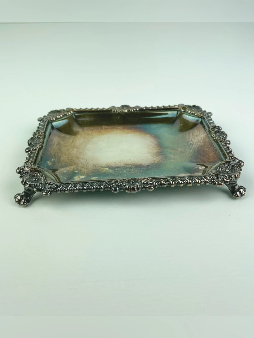 VTG Rideau Plate Silver Plated EP Copper Decorative Footed Soap Dish Victorian